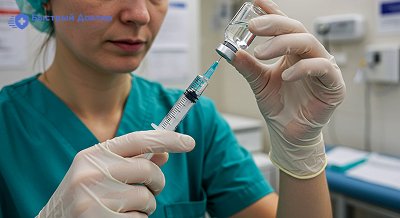 Врач набирает лекарство в шприц